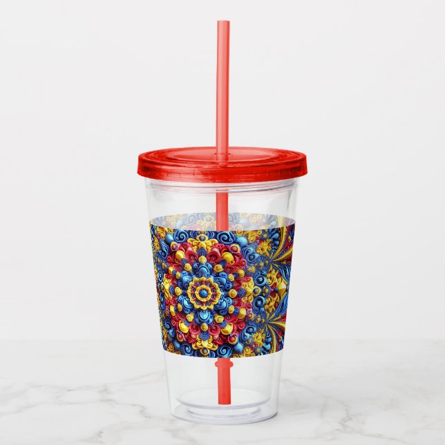 Vaso Acrílico Tumbler acrílico patriótico con colores rumanos (Anverso)