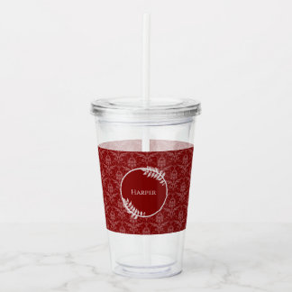 Vaso Acrílico Tumbler acrílico personalizado de Damask Red Elega