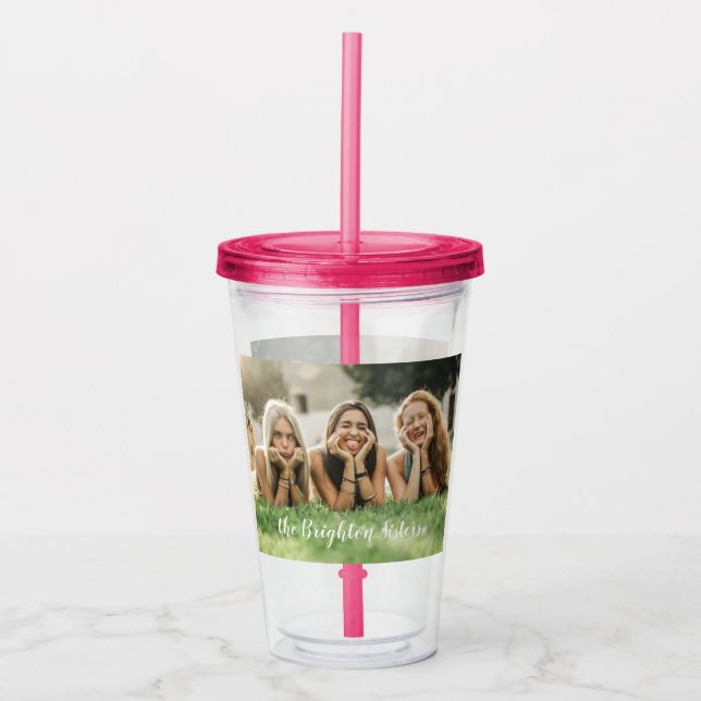 Vaso Acrílico Tumbler acrílico personalizado de foto rosa (Anverso)
