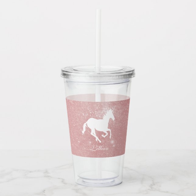 Vaso Acrílico Tumbler acrílico personalizado de Unicornio rosa (Anverso)