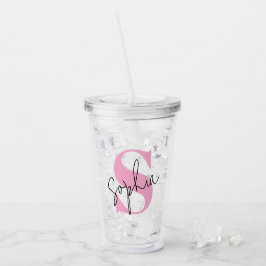 Vaso Acrílico Tumbler acrílico personalizado monograma elegante