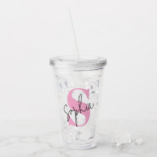 Vaso Acrílico Tumbler acrílico personalizado monograma elegante