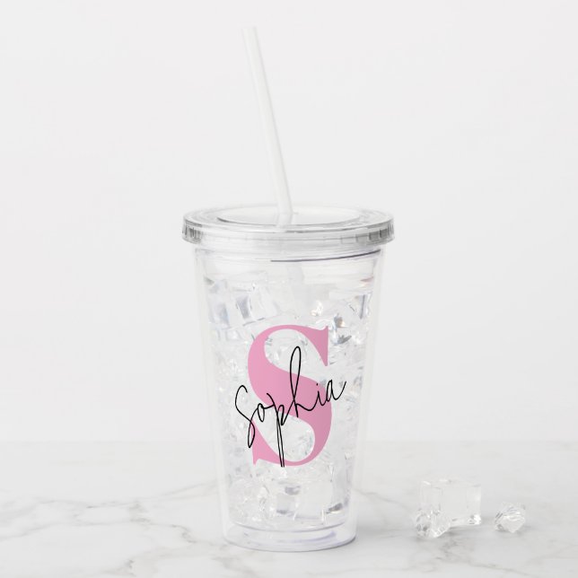Vaso Acrílico Tumbler acrílico personalizado monograma elegante (Anverso (hielo))