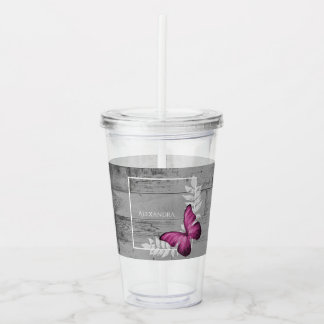 Vaso Acrílico Tumbler Acrílico Personalizado Rústico De Mariposa