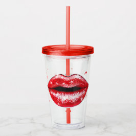Vaso Acrílico Tumbler Acrílico Personalizado Sparkly Red Love Li