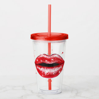 Vaso Acrílico Tumbler Acrílico Personalizado Sparkly Red Love Li