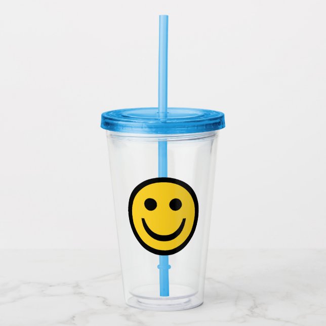 Vaso Acrílico Tumbler acrílico preppy Happy Face (Anverso)