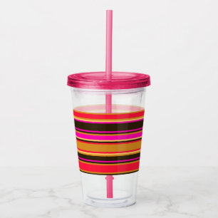 Vaso Acrílico Tumbler acrílico rayado de oro, rojo y magenta