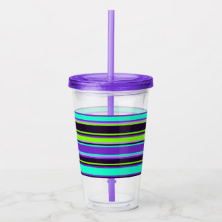 Vaso Acrílico Tumbler acrílico rayado púrpura, acuático y artreu