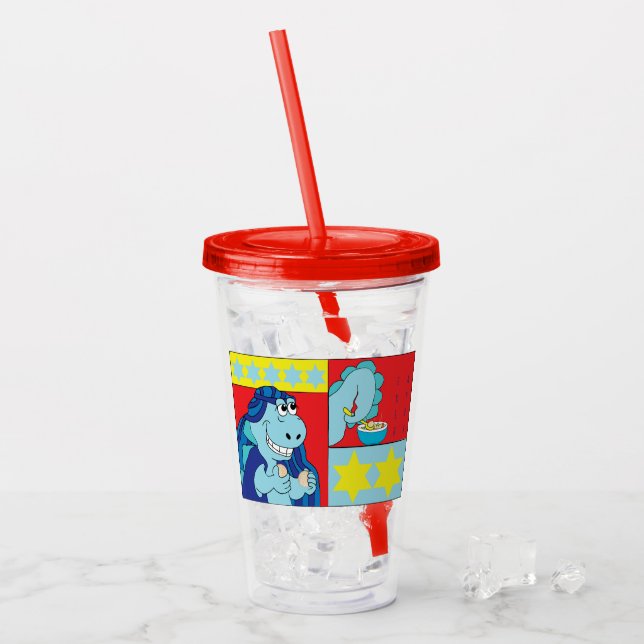 Vaso Acrílico Tumbler acrílico rojo de la Pascua 16 oz Sedersaur (Anverso (hielo))