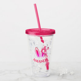 Vaso Acrílico Tumbler acrílico rosado personalizado con orejas c