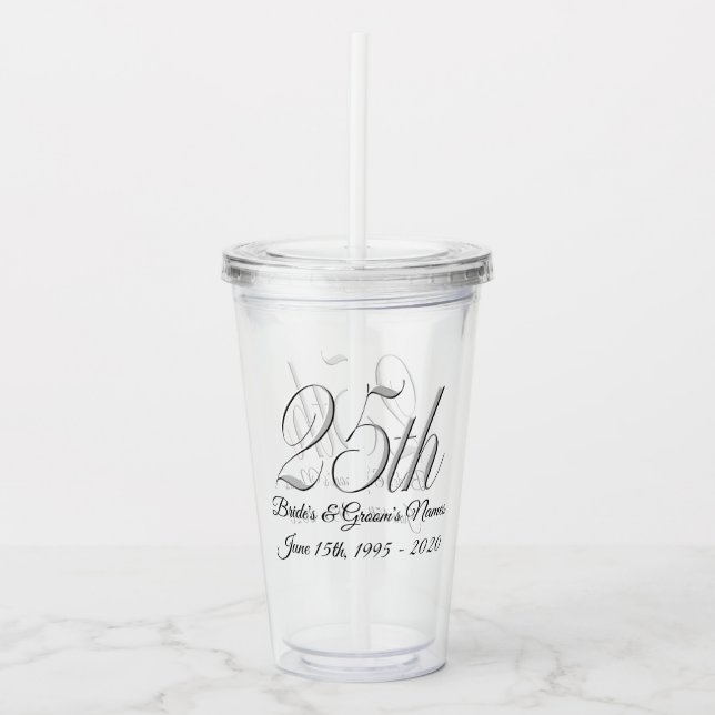 Vaso Acrílico Tumbler - Aniversario Boda 25 personalizado (Anverso)