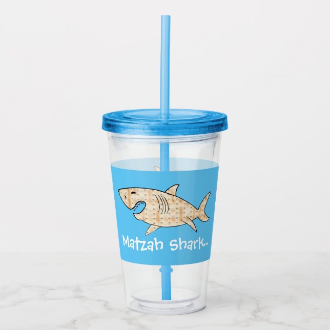 Vaso Acrílico Tumbler azul acrílico 16 oz Matzah Tiburón (Anverso)