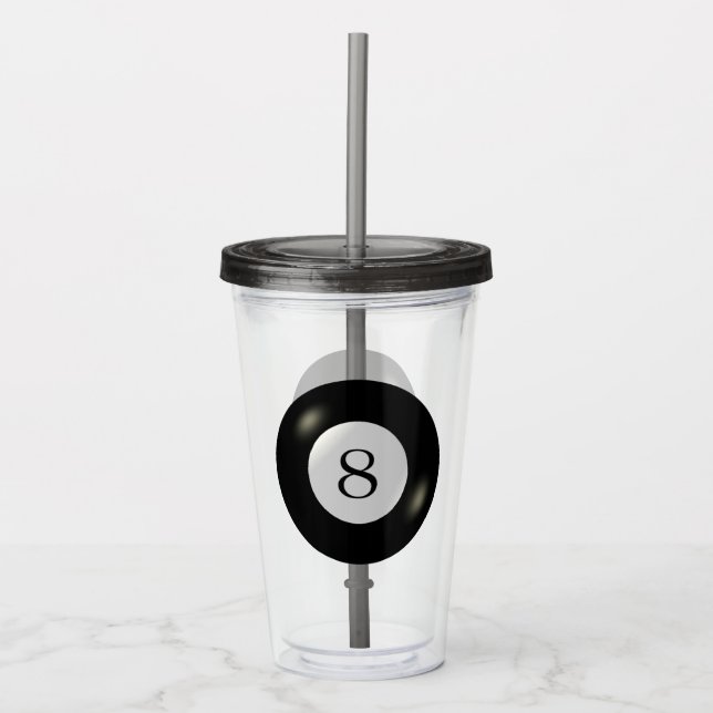 Vaso Acrílico Tumbler - Billar - 8 Ball (Anverso)