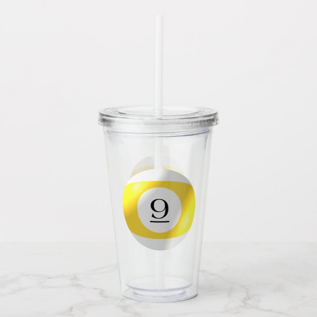 Vaso Acrílico Tumbler - Billar - 9 bolas (Anverso)