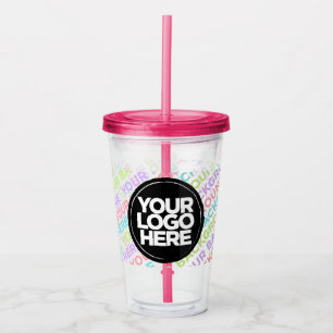 Vaso Acrílico Tumbler con logotipo de personalizado con paja No
