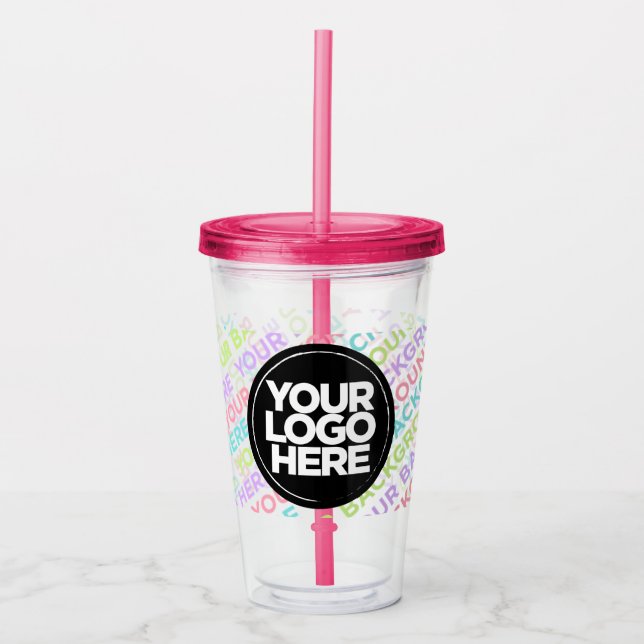 Vaso Acrílico Tumbler con logotipo de personalizado con paja No  (Anverso)