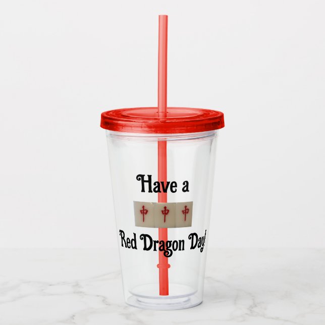 Vaso Acrílico Tumbler con mahjong - un puñetazo de hélice roja (Anverso)