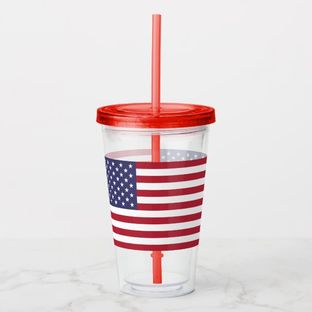 Vaso Acrílico Tumbler de acrílico patriótico con bandera de Esta (Anverso)