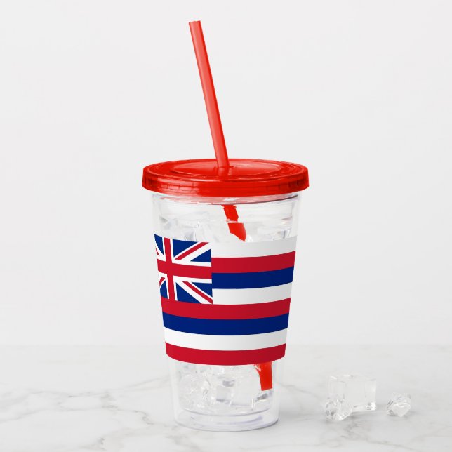Vaso Acrílico Tumbler de acrílico patriótico con bandera de Hawá (Anverso (hielo))