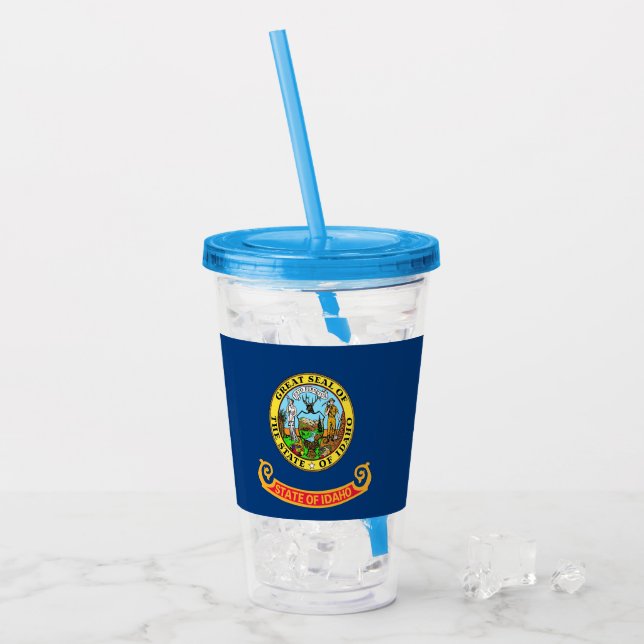Vaso Acrílico Tumbler de acrílico patriótico con bandera de Idah (Anverso (hielo))
