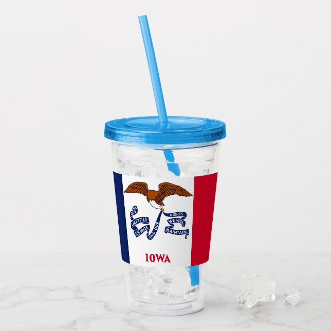 Vaso Acrílico Tumbler de acrílico patriótico con bandera de Iowa (Anverso (hielo))