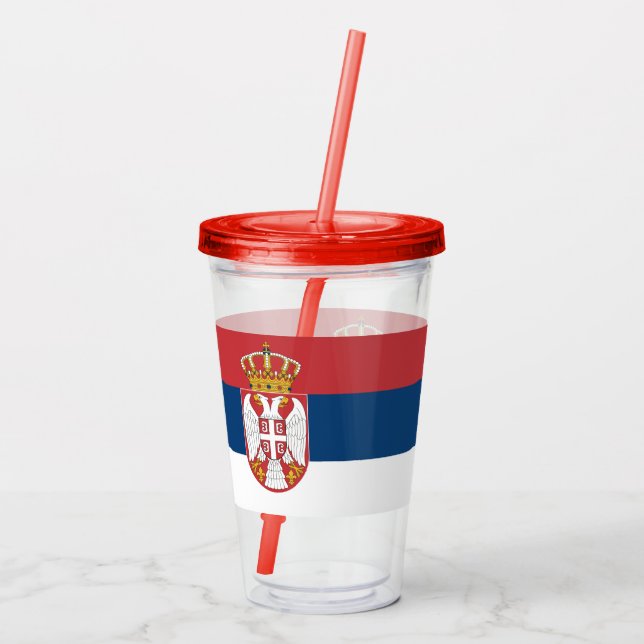 Vaso Acrílico Tumbler de acrílico patriótico con bandera de Serb (Reverso)