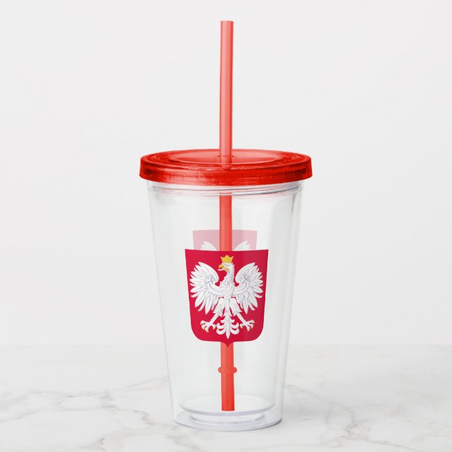 Vaso Acrílico Tumbler de bandera polaca (Anverso)