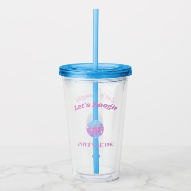 Vaso Acrílico Tumbler de nombre personalizado de la última disco (Anverso)
