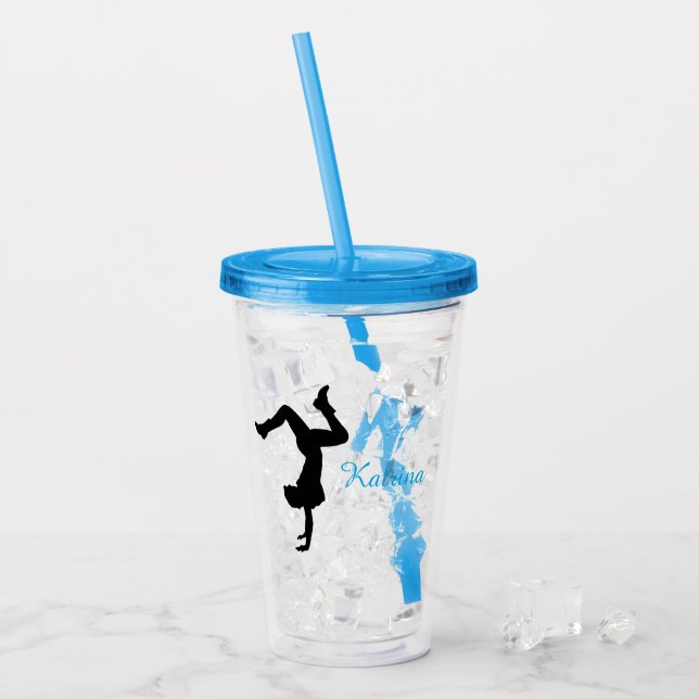 Vaso Acrílico Tumbler de silueta de baile HipHop personalizado (Anverso (hielo))