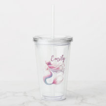 Tumbler de sirena rosa Pastel personalizado