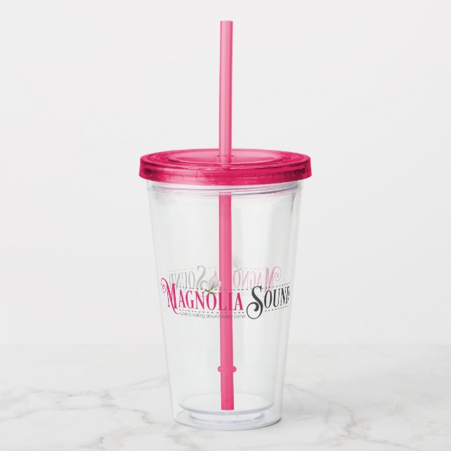 Vaso Acrílico Tumbler de sonido magnolia rosada (Anverso)