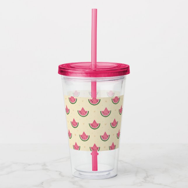 Vaso Acrílico Tumbler de verano de sandías rosadas - 16 oz (Anverso)