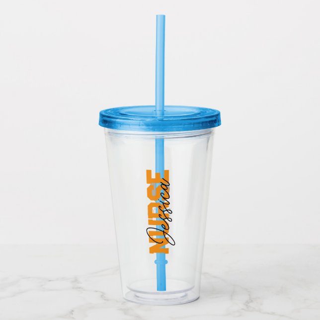 Vaso Acrílico Tumbler de vidrio de enfermera personalizado como  (Anverso)