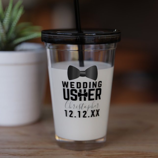 Vaso Acrílico Tumbler del partido de novias Usher, Boda de Tuxed (Just add your wedding usher's name and your wedding date. Makes a lovely gift )