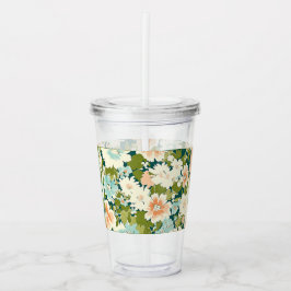 Vaso Acrílico Tumbler floral Sipper