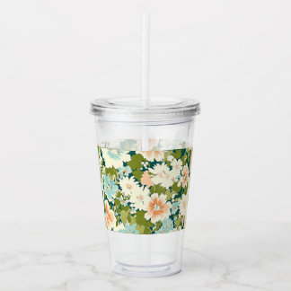 Vaso Acrílico Tumbler floral Sipper