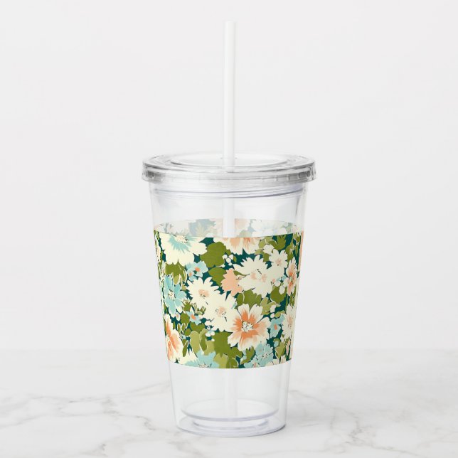 Vaso Acrílico Tumbler floral Sipper (Anverso)