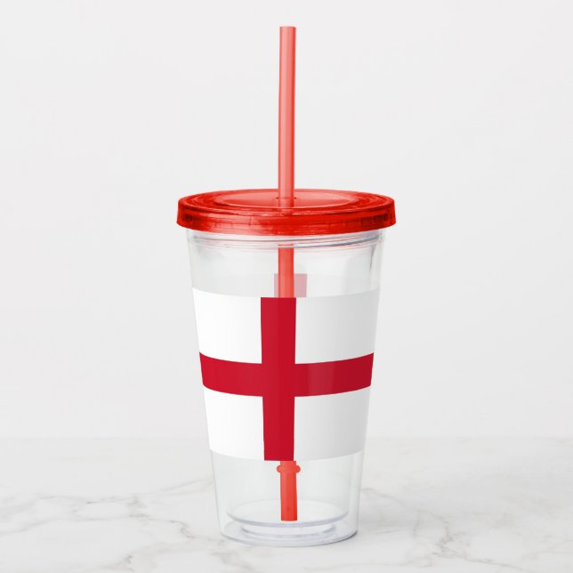 Vaso Acrílico Tumbler patriótico con bandera de Inglaterra (Anverso)