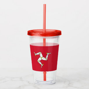 Vaso Acrílico Tumbler patriótico con bandera de la Isla de Man