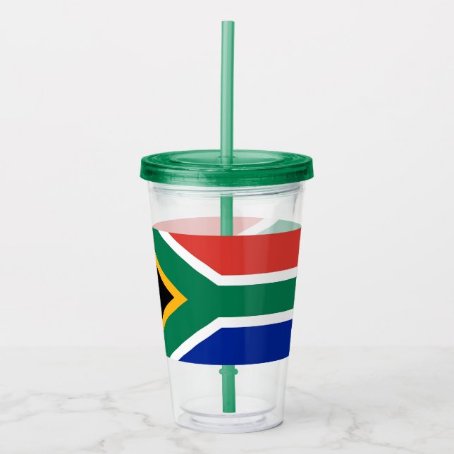 Vaso Acrílico Tumbler patriótico con bandera de Sudáfrica (Anverso)
