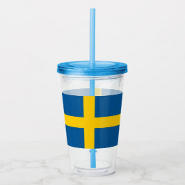 Vaso Acrílico Tumbler patriótico con bandera de Suecia