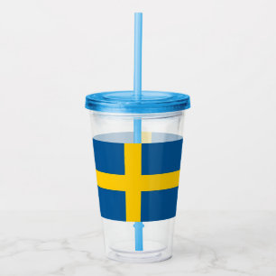 Vaso Acrílico Tumbler patriótico con bandera de Suecia