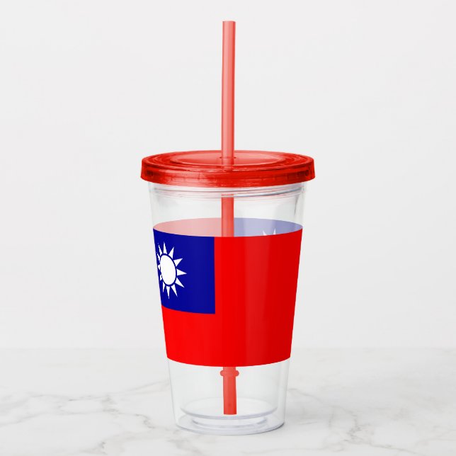 Vaso Acrílico Tumbler patriótico con bandera de Taiwán (Anverso)