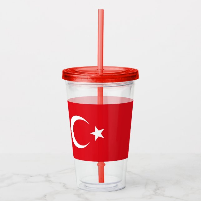 Vaso Acrílico Tumbler patriótico con bandera de Turquía (Anverso)