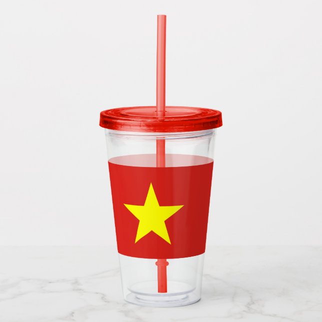 Vaso Acrílico Tumbler patriótico con bandera de Vietnam (Anverso)