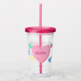 Vaso Acrílico Tumbler personalizado del corazón del caramelo