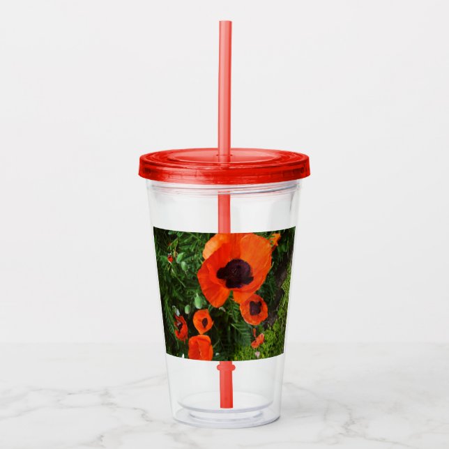 Vaso Acrílico Tumbler Red Poppies (Anverso)