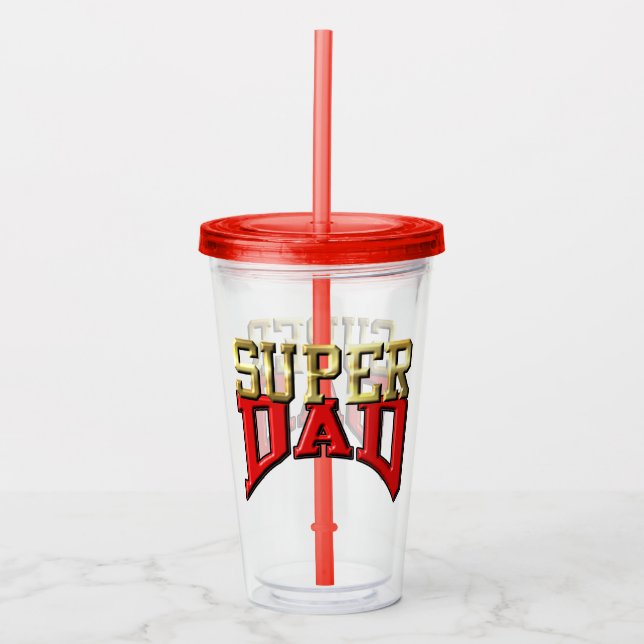 Vaso Acrílico Tumbler - "SUPER DAD" (Anverso)