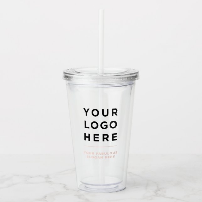 Vaso Acrílico Tumbler transparente personalizado con paja (Anverso)